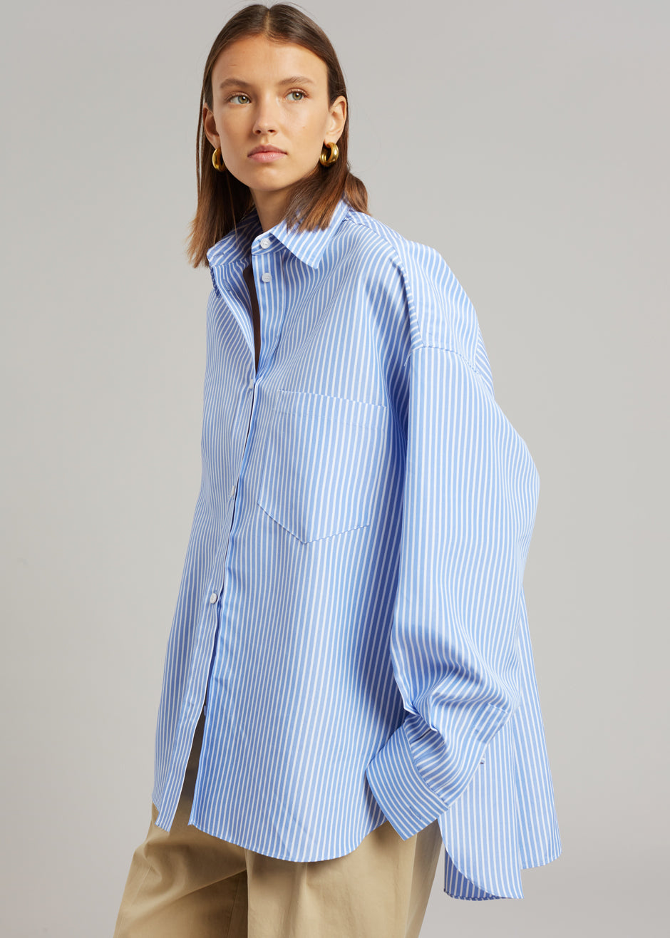 Georgia Stripe Shirt - White/Light Blue