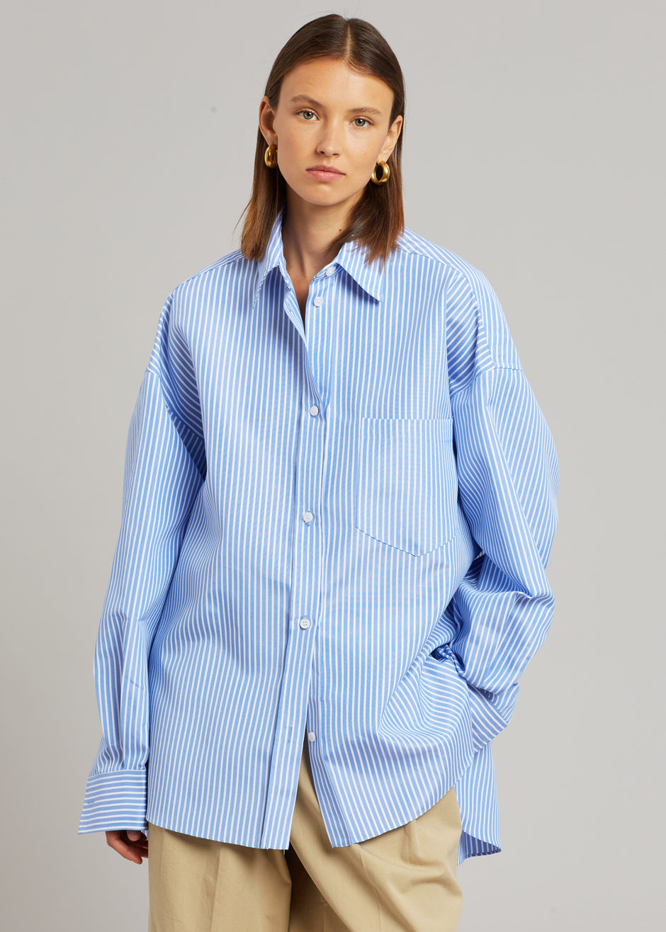 Georgia Stripe Shirt - White/Light Blue – The Frankie Shop