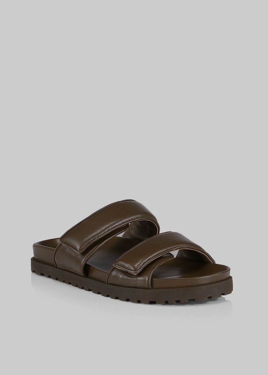 GIA x Pernille Leather Slide Sandals - Brown - 3