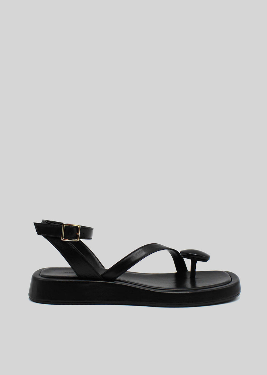 GIA x RHW Rosie Flat Wrap Sandal - Black – The Frankie Shop