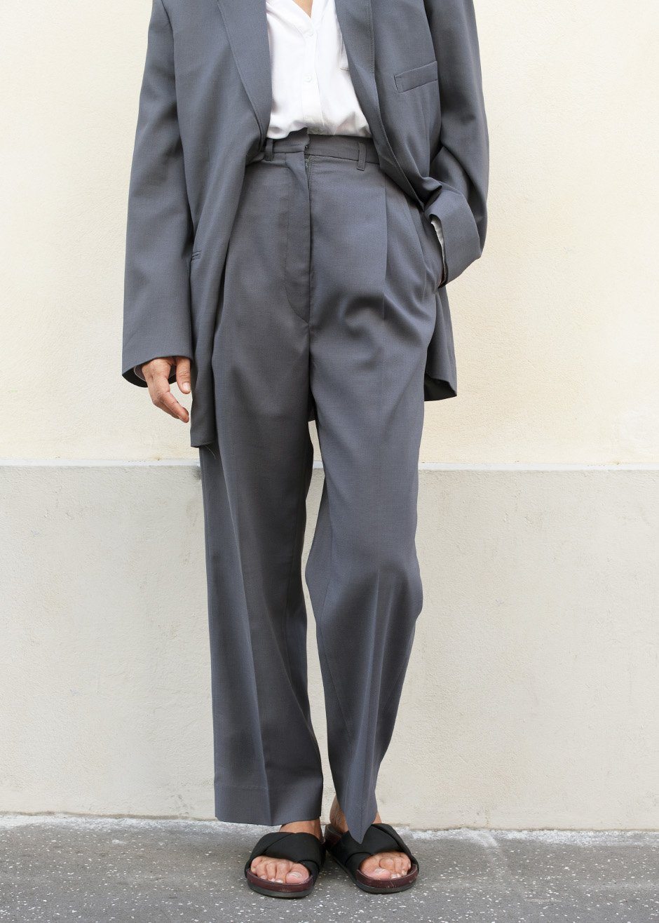 Pleated Suit Trousers - Graphite - 8