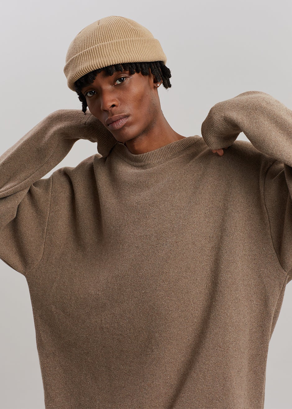 Hadrien Italian Recycled Cashmere Sweater - Taupe - 6 - Hadrien Cashmere Sweater - Taupe Shirt The Frankie Shop [gender-male]