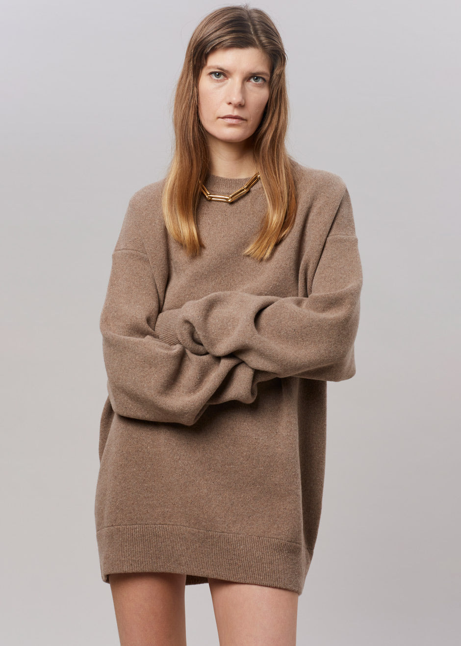 Hadrien Italian Recycled Cashmere Sweater - Taupe - 1