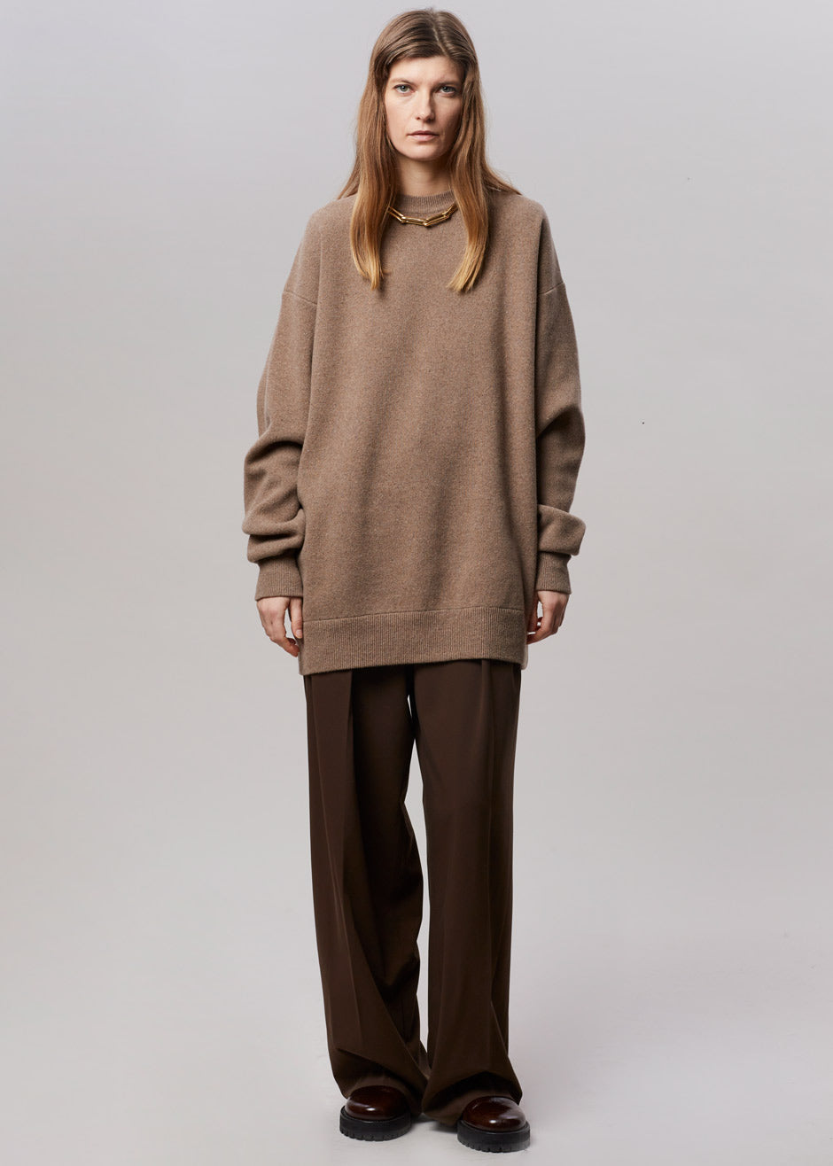 Hadrien Italian Recycled Cashmere Sweater - Taupe - 8