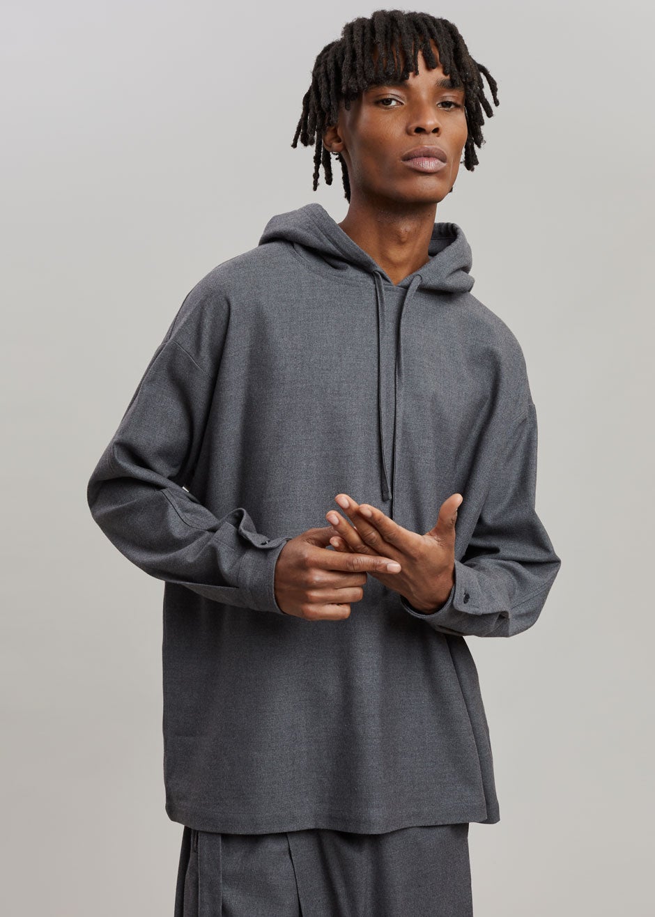 Heith Flanelle Hoodie - Charcoal