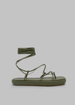 Ilio Smeraldo Geraldine Strappy Flat Sandal - Kaki Shoes GIA x RHW 