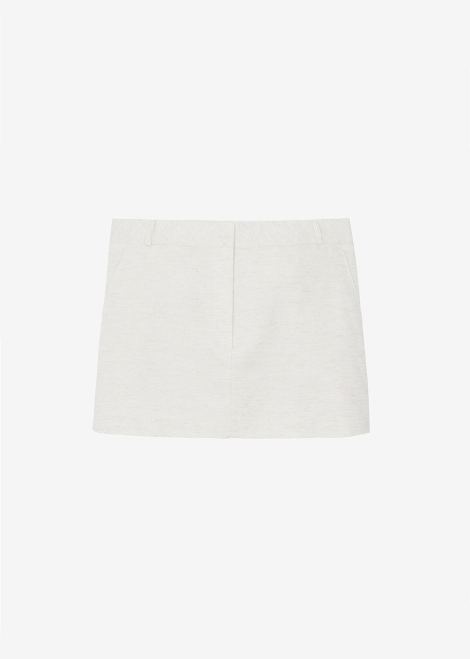 Isle Linen Mini Skirt - Oat Melange - 8