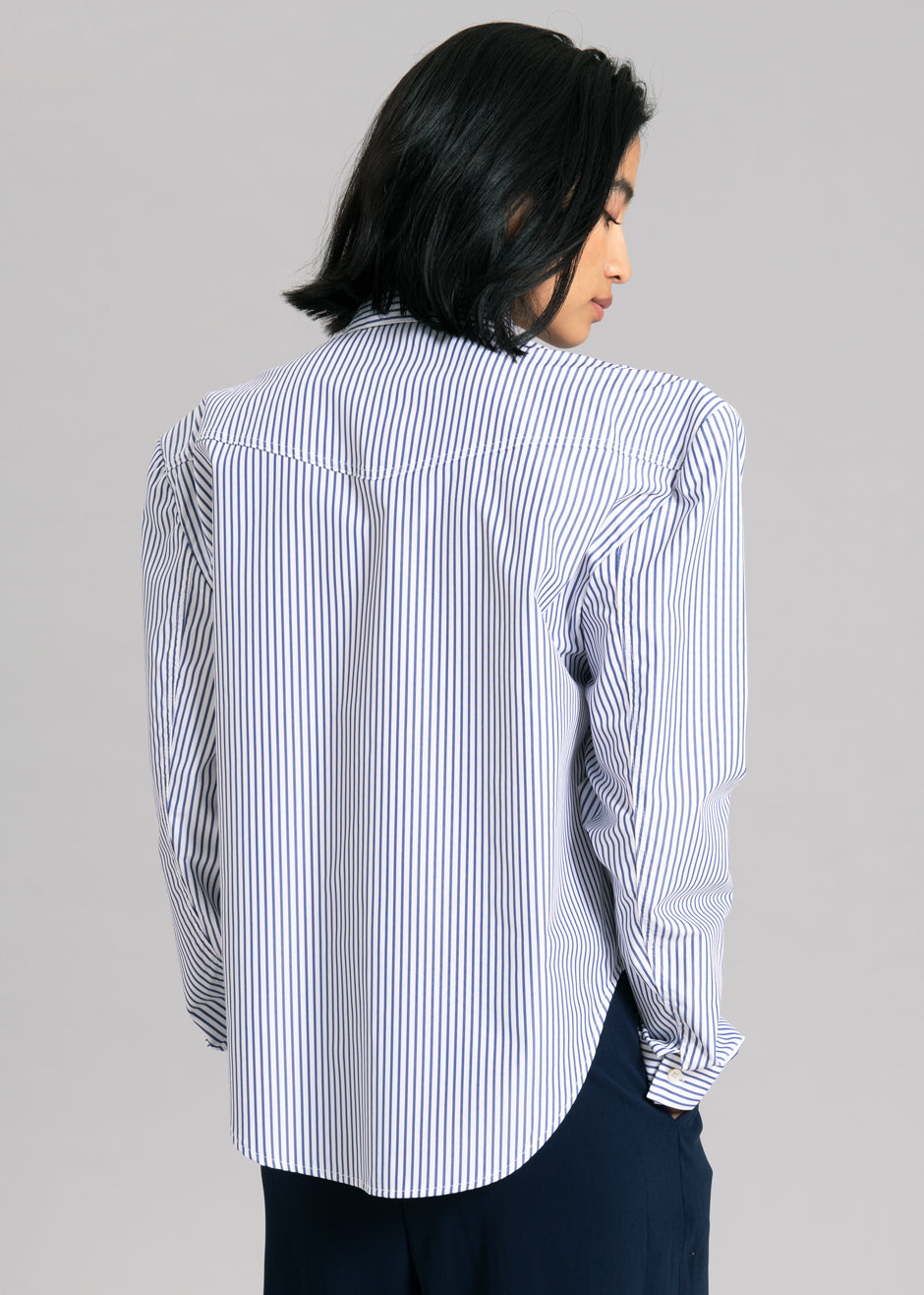 Jeanne Padded Shirt - Navy Stripe - 7