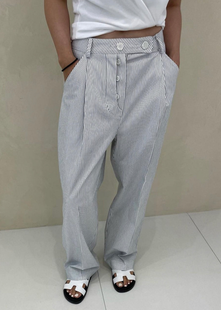 Jess Wide Pants - White Stripe