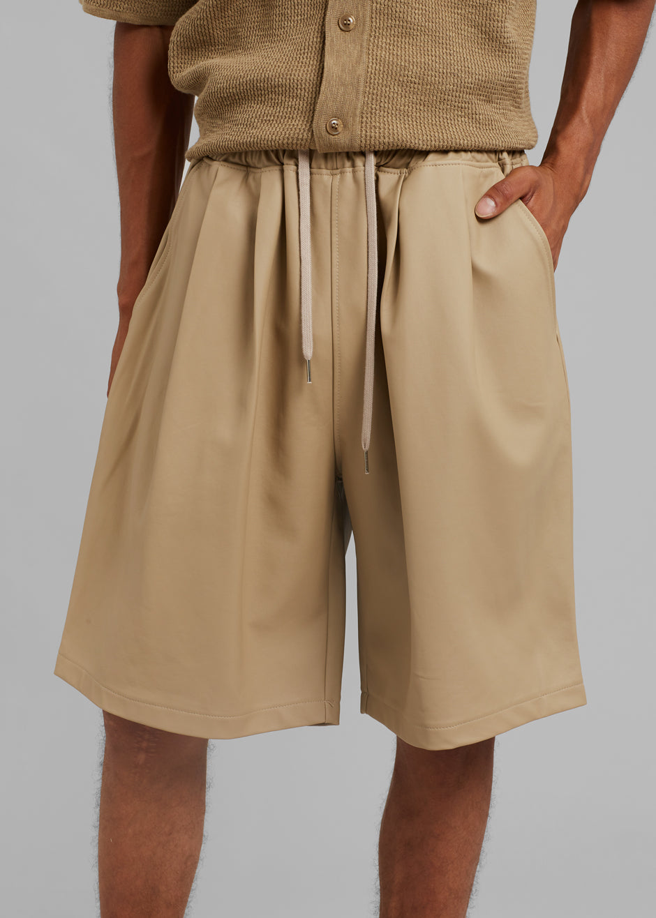 Jonas Faux Leather Shorts - Camel - 2