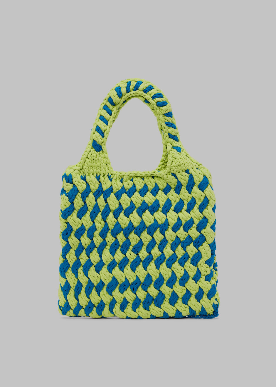 JW Anderson Flat Knitted Shopper - Lime/Cyan Blue