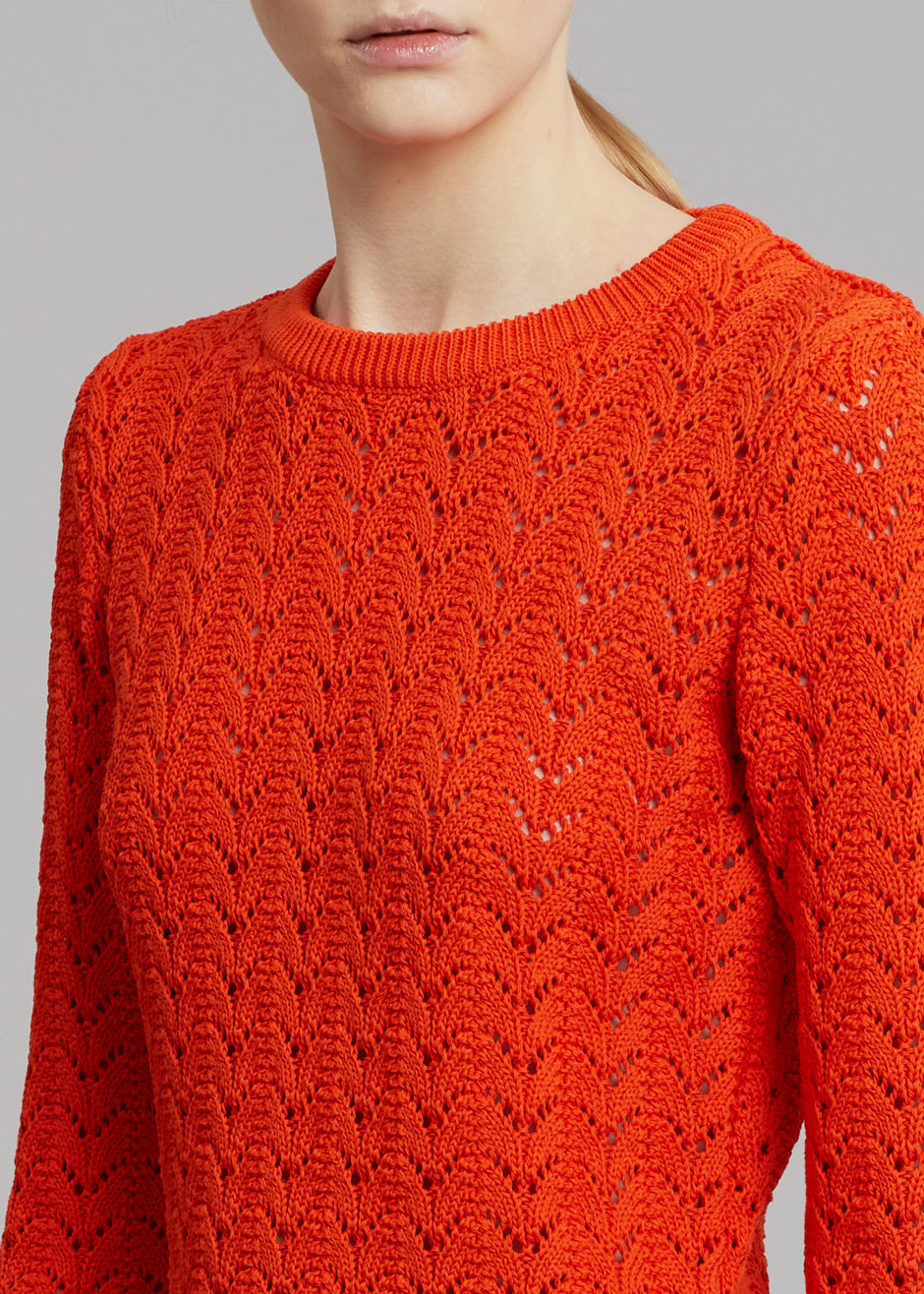 JW Anderson Frill Long Sleeve Crochet Dress - Orange - 4