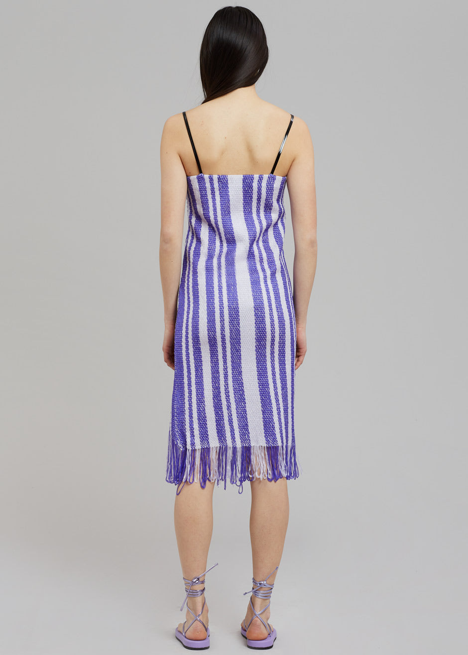 JW Anderson Fringe Detail Camisole Dress - Purple/White - 4