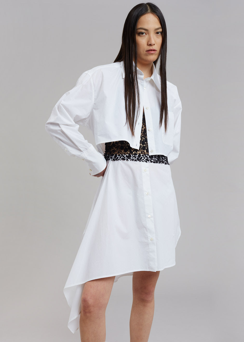 JW Anderson Lace Insert Shirt Dress - White/Black