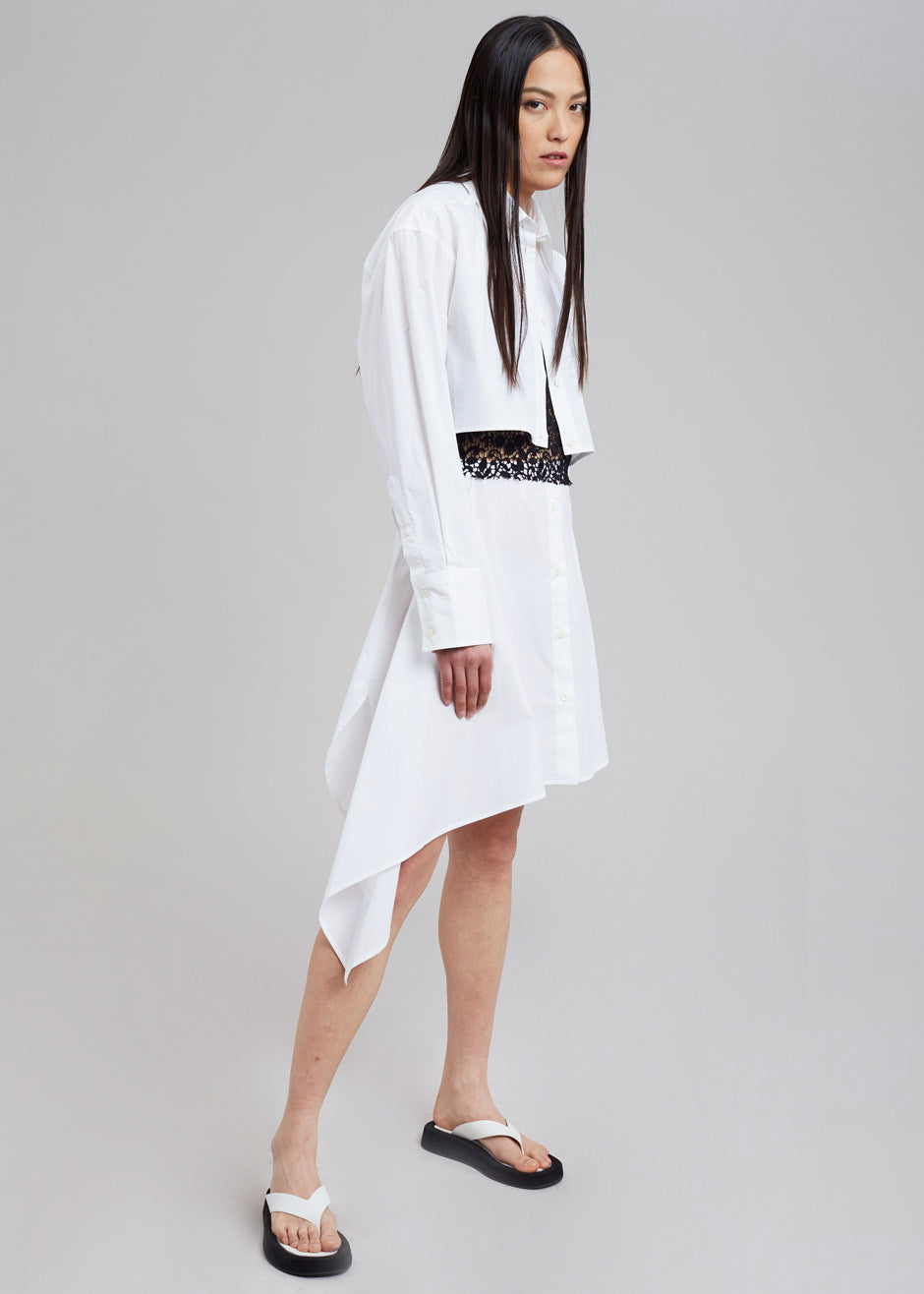JW Anderson Lace Insert Shirt Dress - White/Black - 3