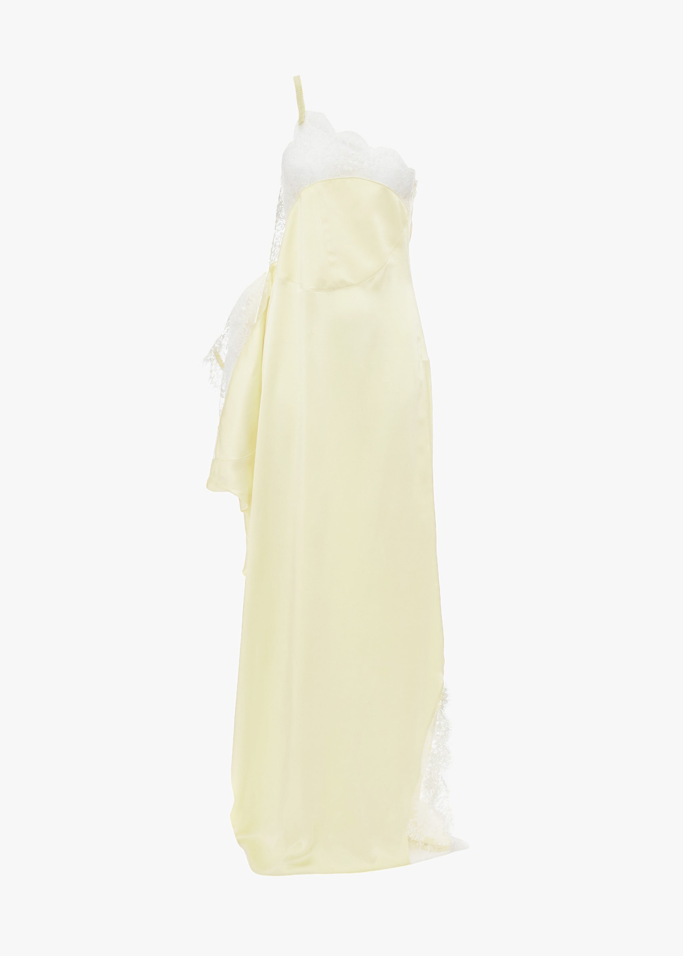 JW Anderson One Shoulder Asymmetric Lace Slip Dress - Pale Yellow
