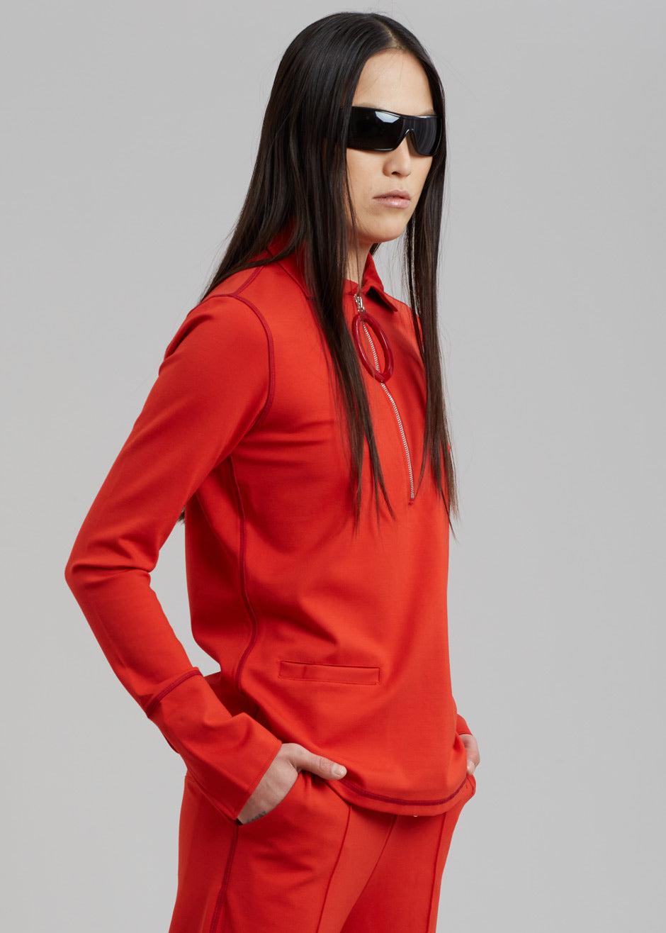 JW Anderson Ring Puller Half Zip Track Top - Red - 6