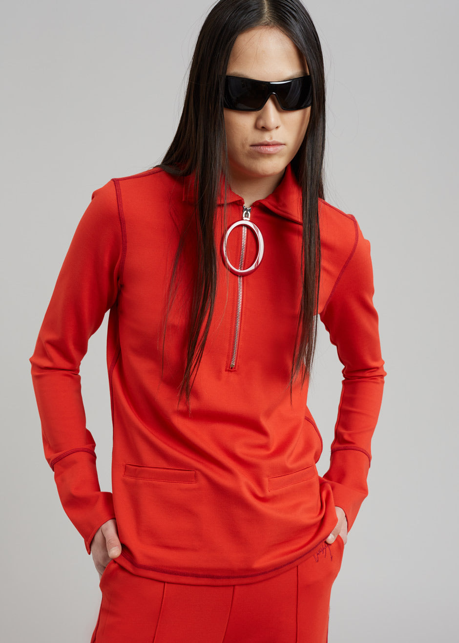 JW Anderson Ring Puller Half Zip Track Top - Red - 7