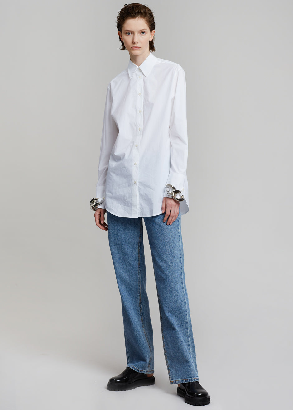 JW Anderson Silver Chain Link Shirt - White - 4