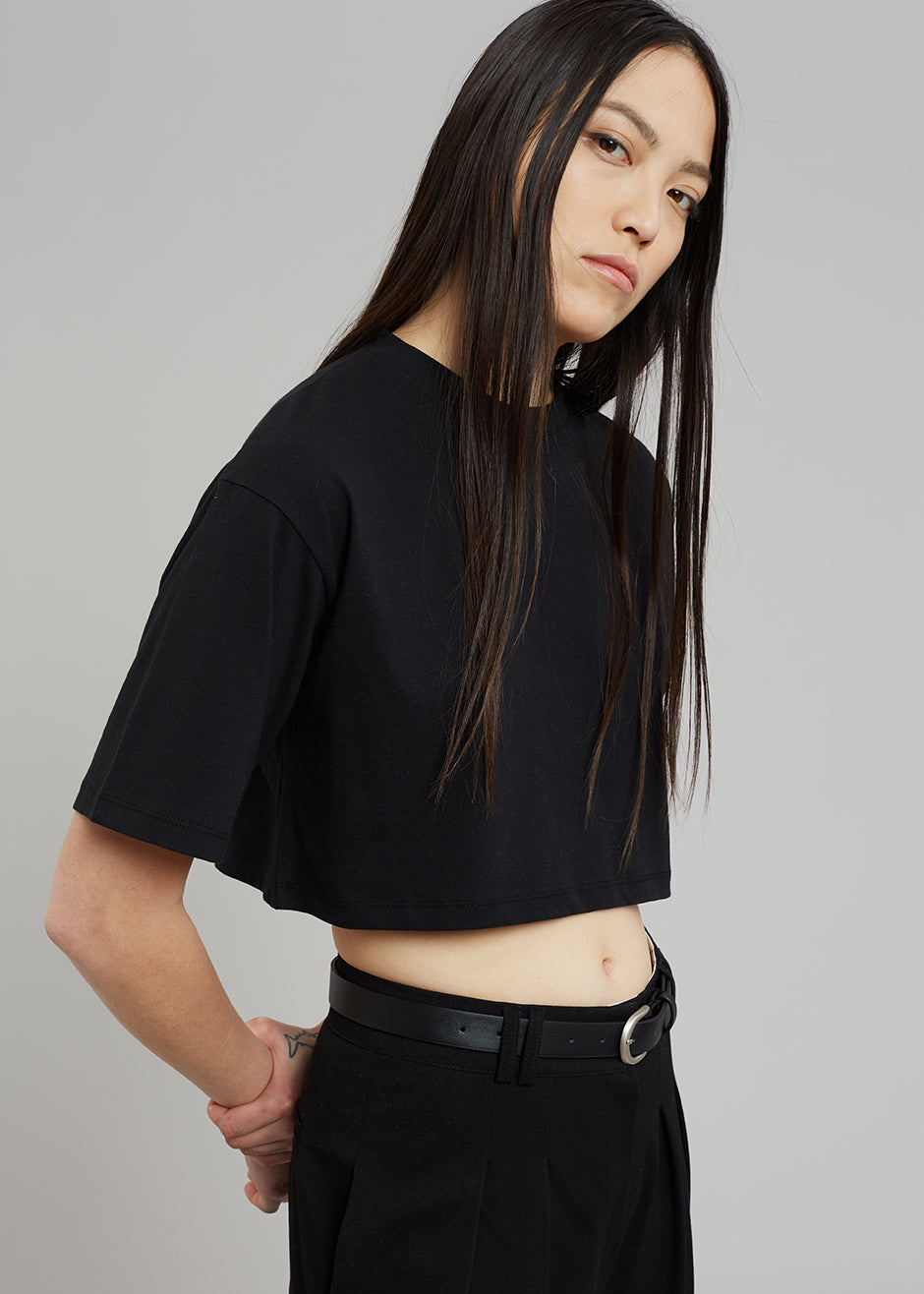 Karina Cropped T-Shirt - Black - 1