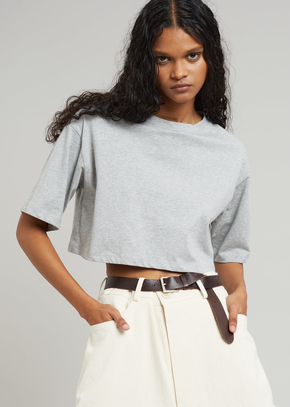 Gray cropped t store shirt