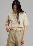 Karina Cropped T-Shirt - Sand top The Frankie Shop 