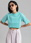 Karina Cropped T-Shirt - Sea Green/Lilac top The Frankie Shop 