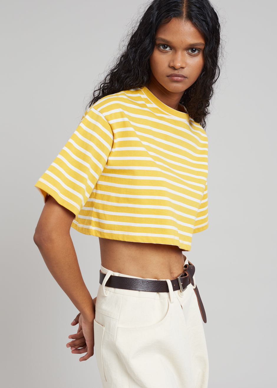 Yellow and white crop hot sale top