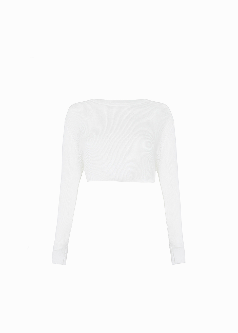 Kaz Cropped Knit Top - White - 10