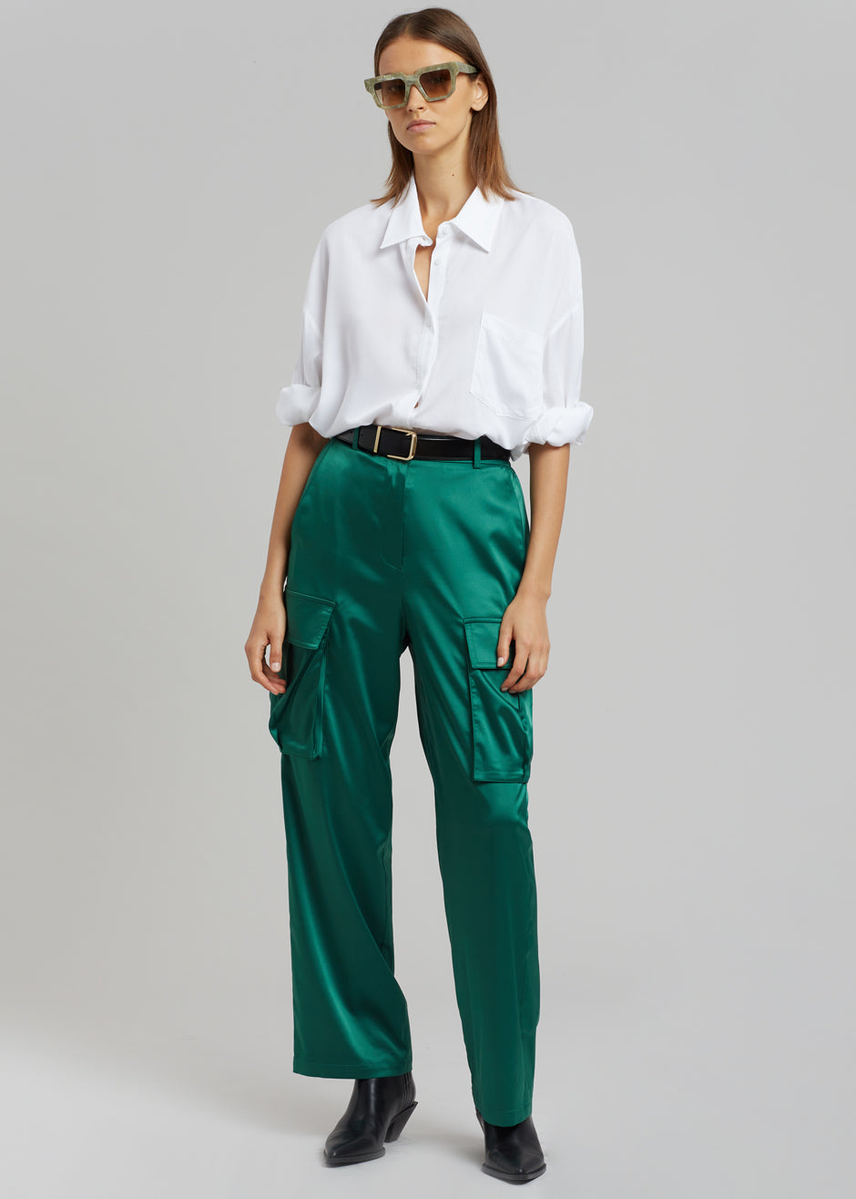 Lauren Silky Cargo Pants - Green - 2