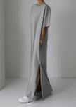 Lou Oversized Tee Dress - Heather Grey Dress The Frankie Shop 