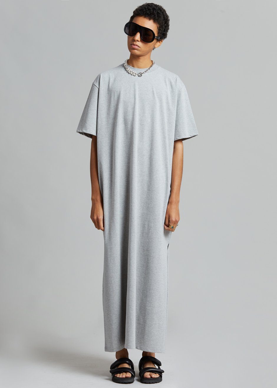 Lou Oversized Tee Dress - Heather Grey - 5