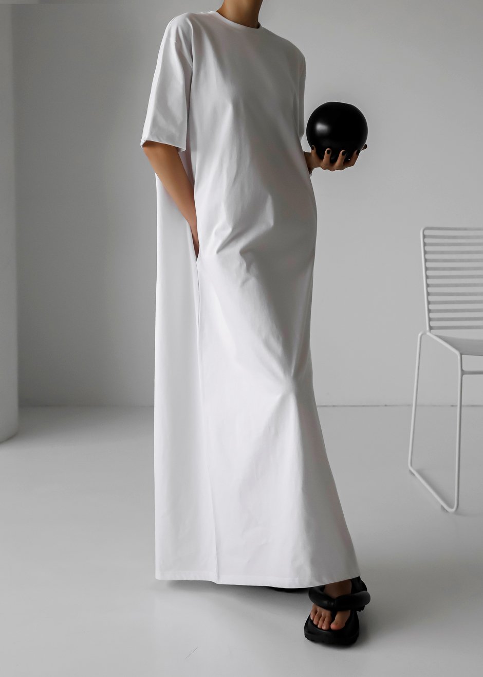 Lou Oversized Tee Dress - Optic White - 2