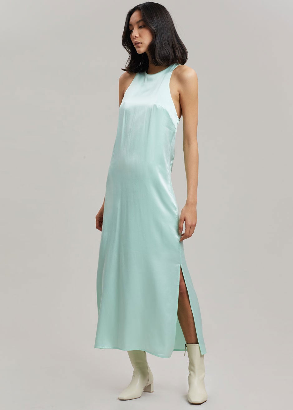 Aqua silk outlet dress