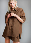 Lui Organic Cotton Shirt - Chocolate Shirt The Frankie Shop 