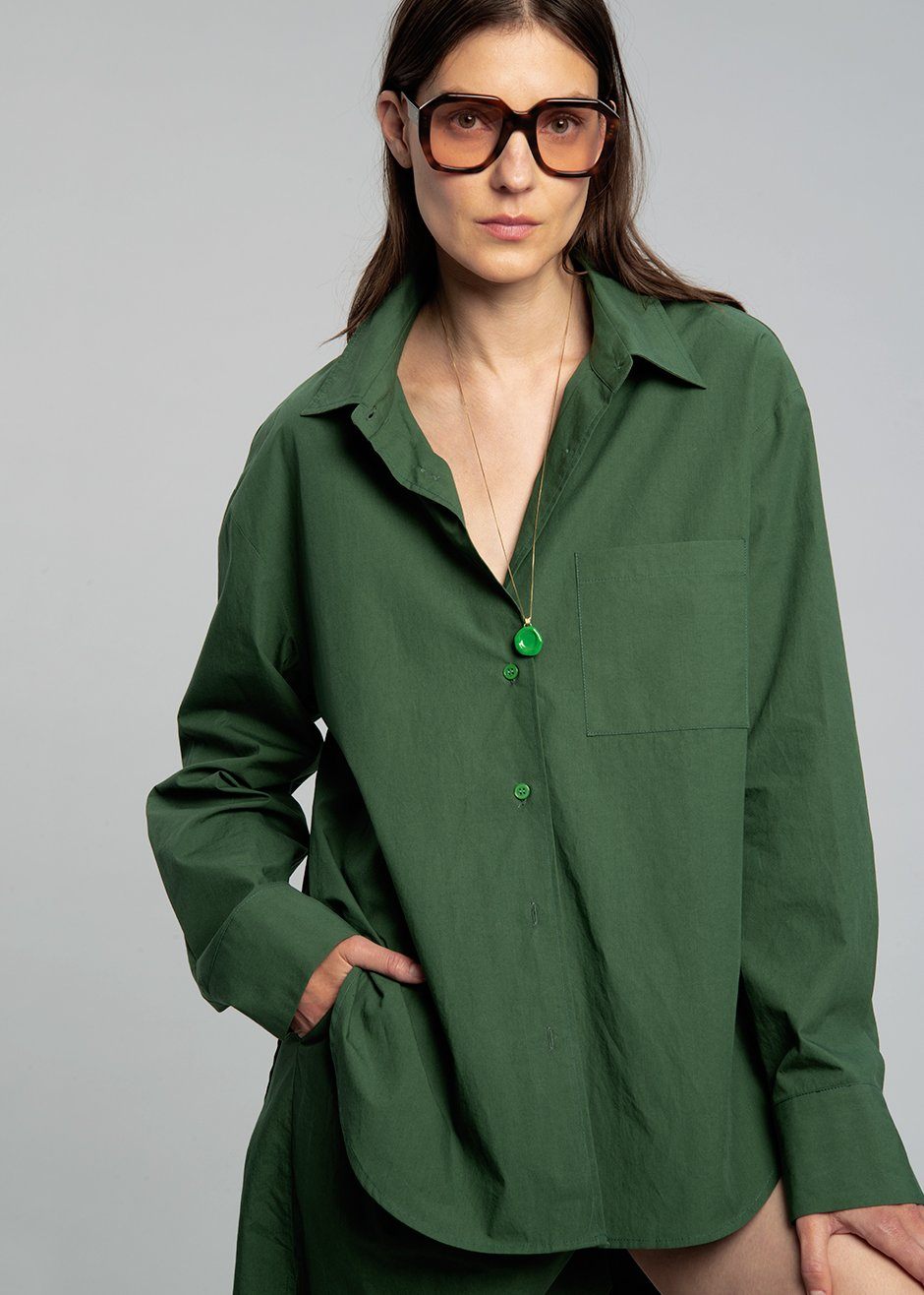 Lui Organic Cotton Shirt - Hunter Green