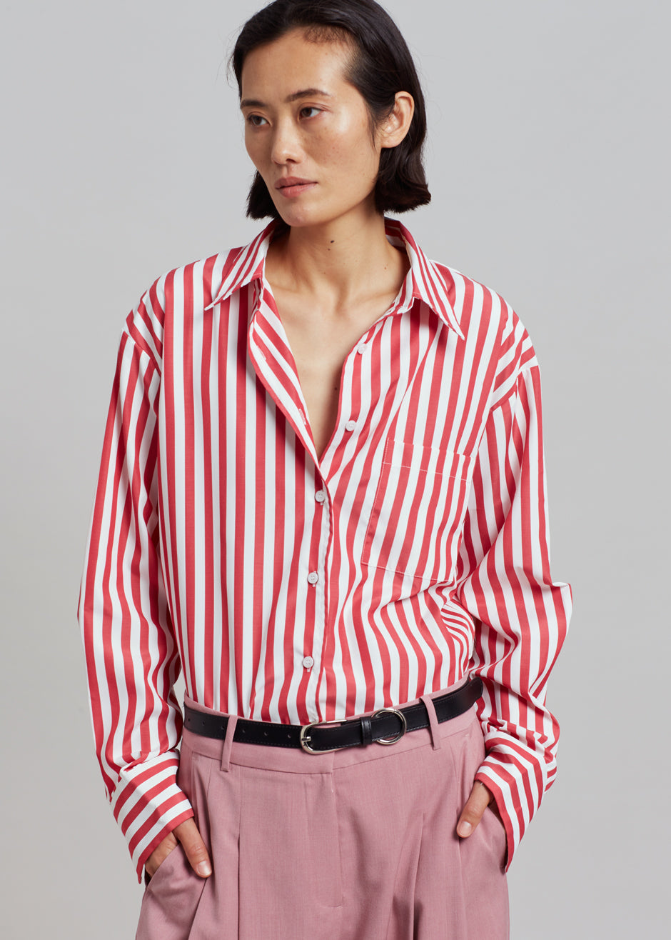 Lui Stripe Shirt - Red – The Frankie Shop