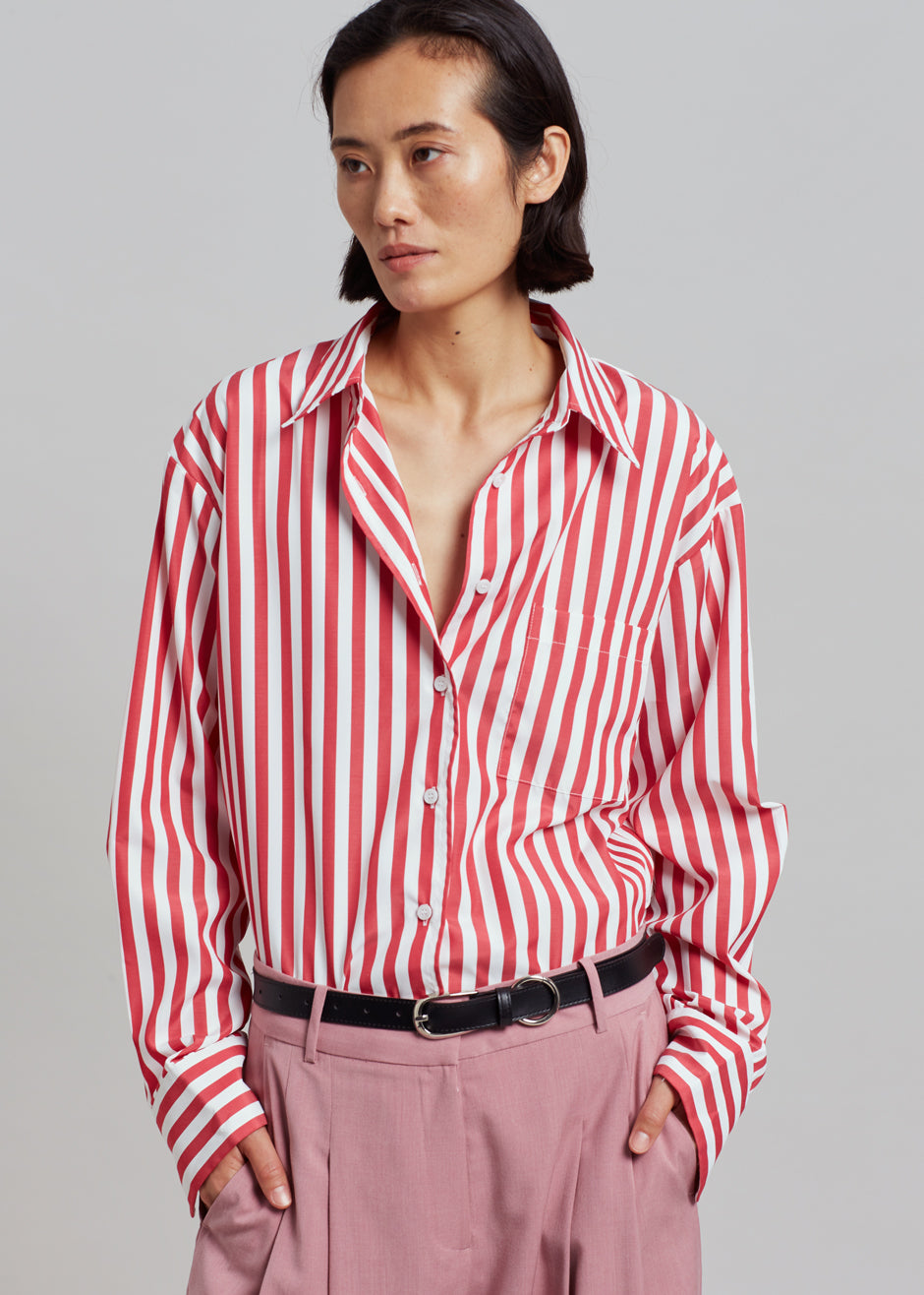 Lui Stripe Shirt - Red - 2