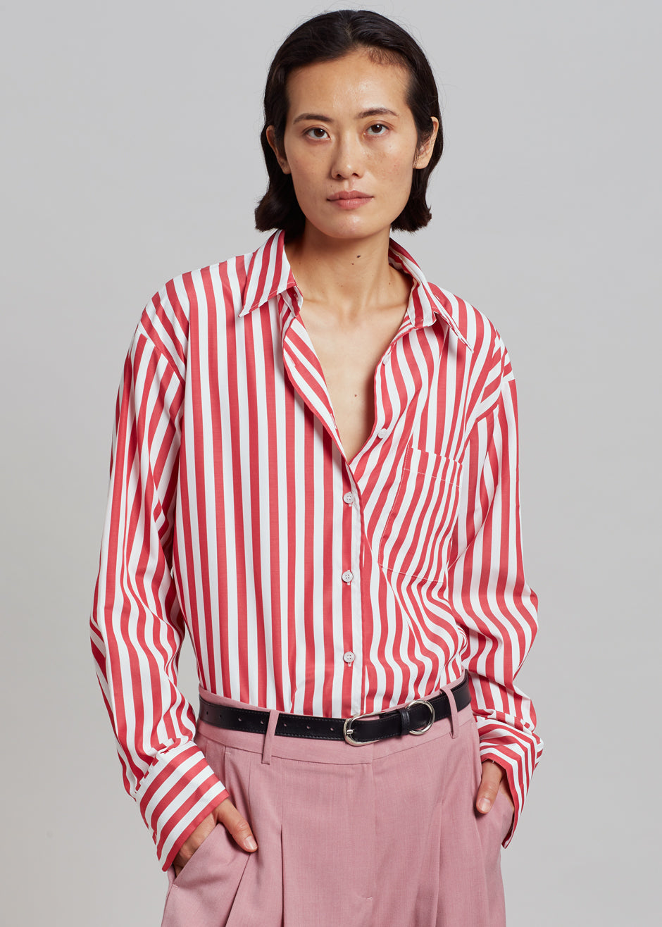 Lui Stripe Shirt - Red - 3