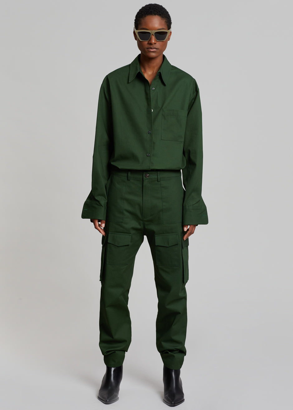 Lui Twill Overshirt - Forest Green - 3