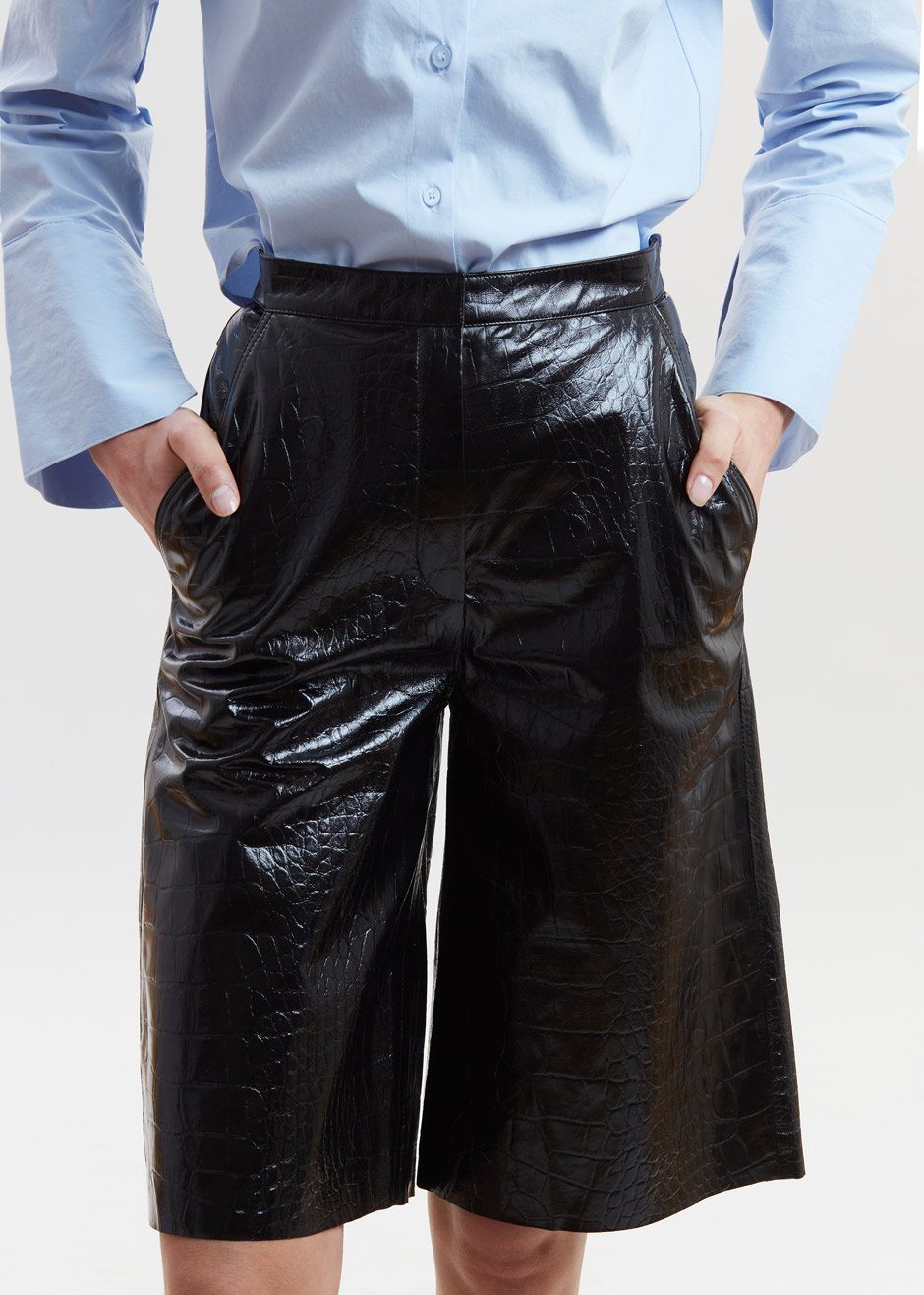 REMAIN Manua Leather Shorts - Black - 1
