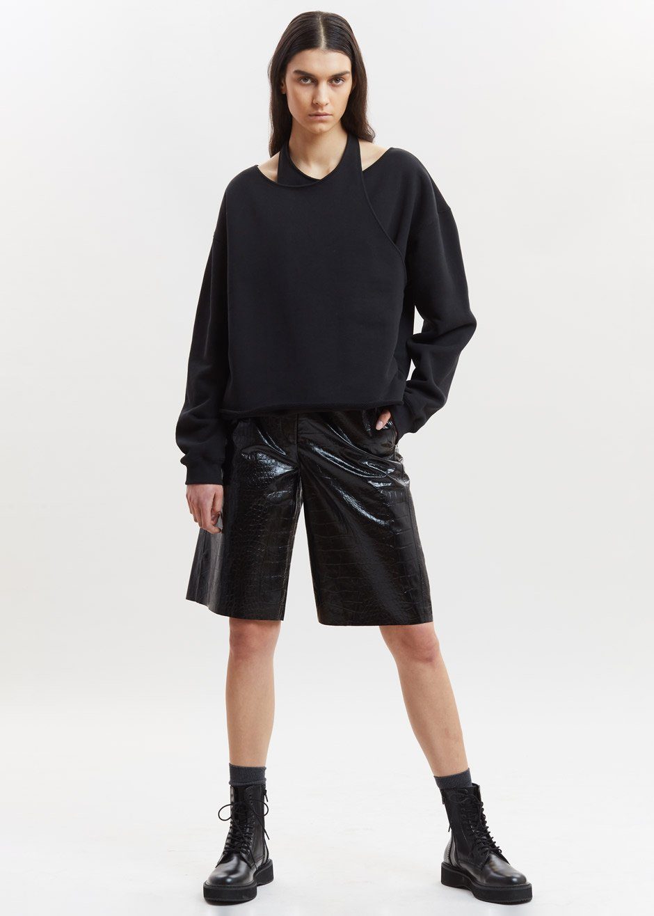 Prova Rue Tailored Pleated Leather Shorts