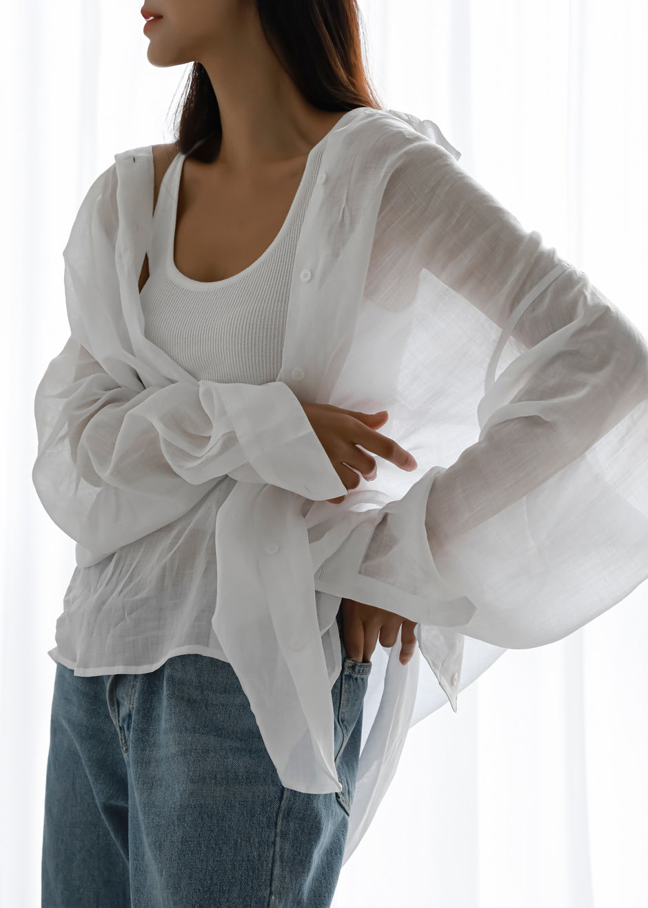 Marlow Oversized Linen Shirt - White - 9