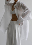 Marlow Oversized Linen Shirt - White Shirt The Frankie Shop 