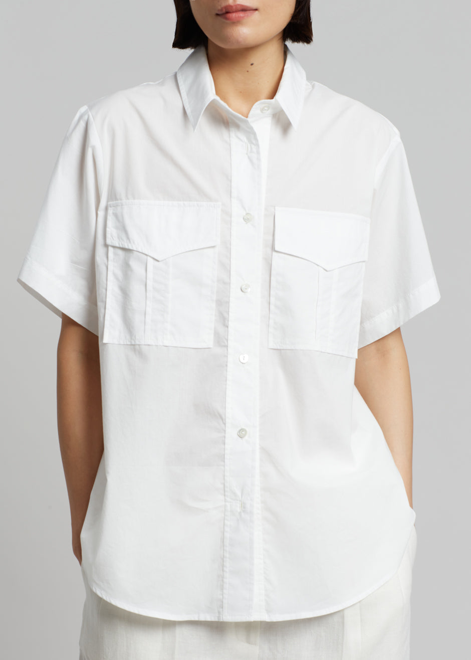 MATIN Short Sleeve Pocket Shirt - White - 1