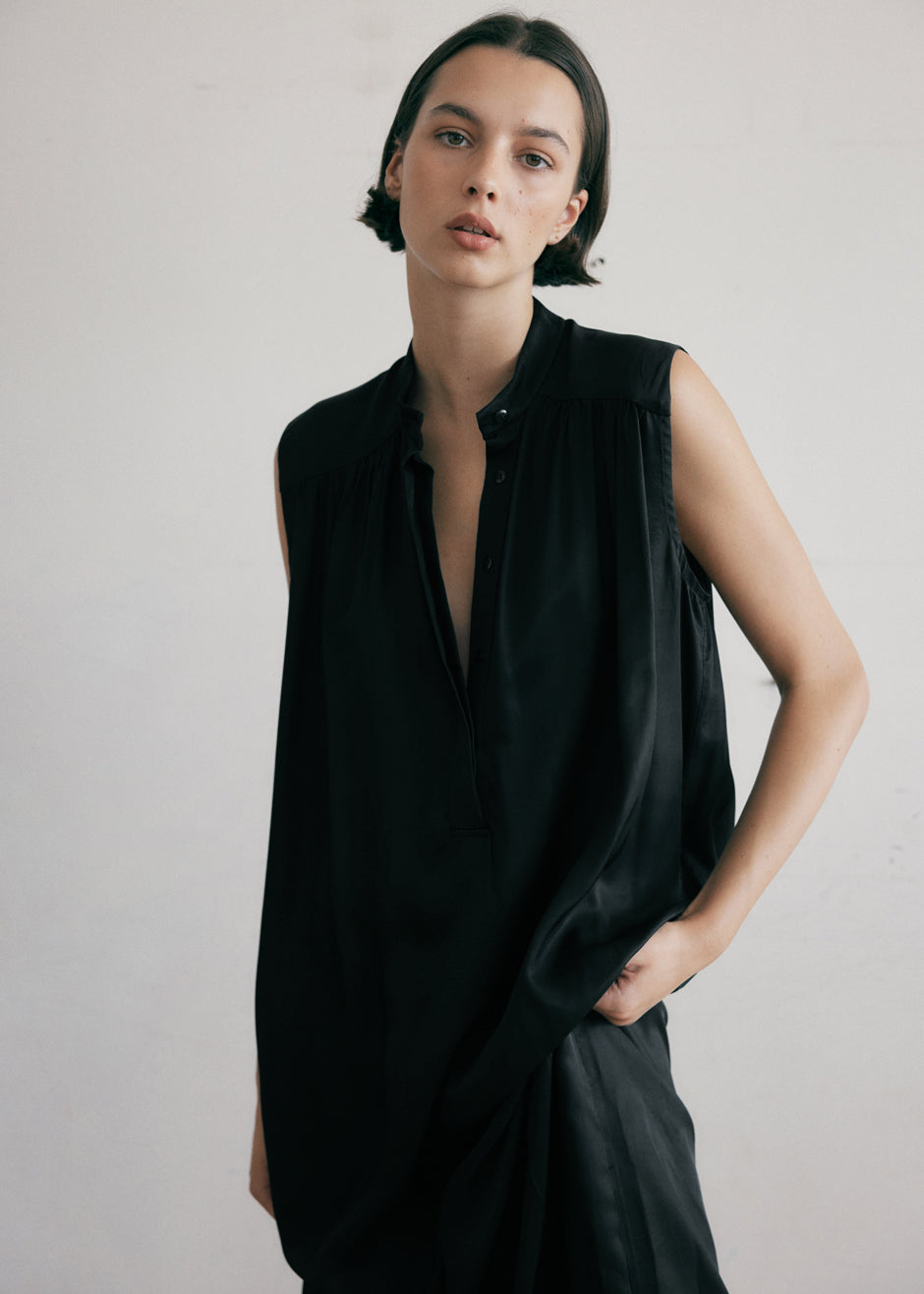 MATIN Sleeveless Button-up Dress - Black - 1