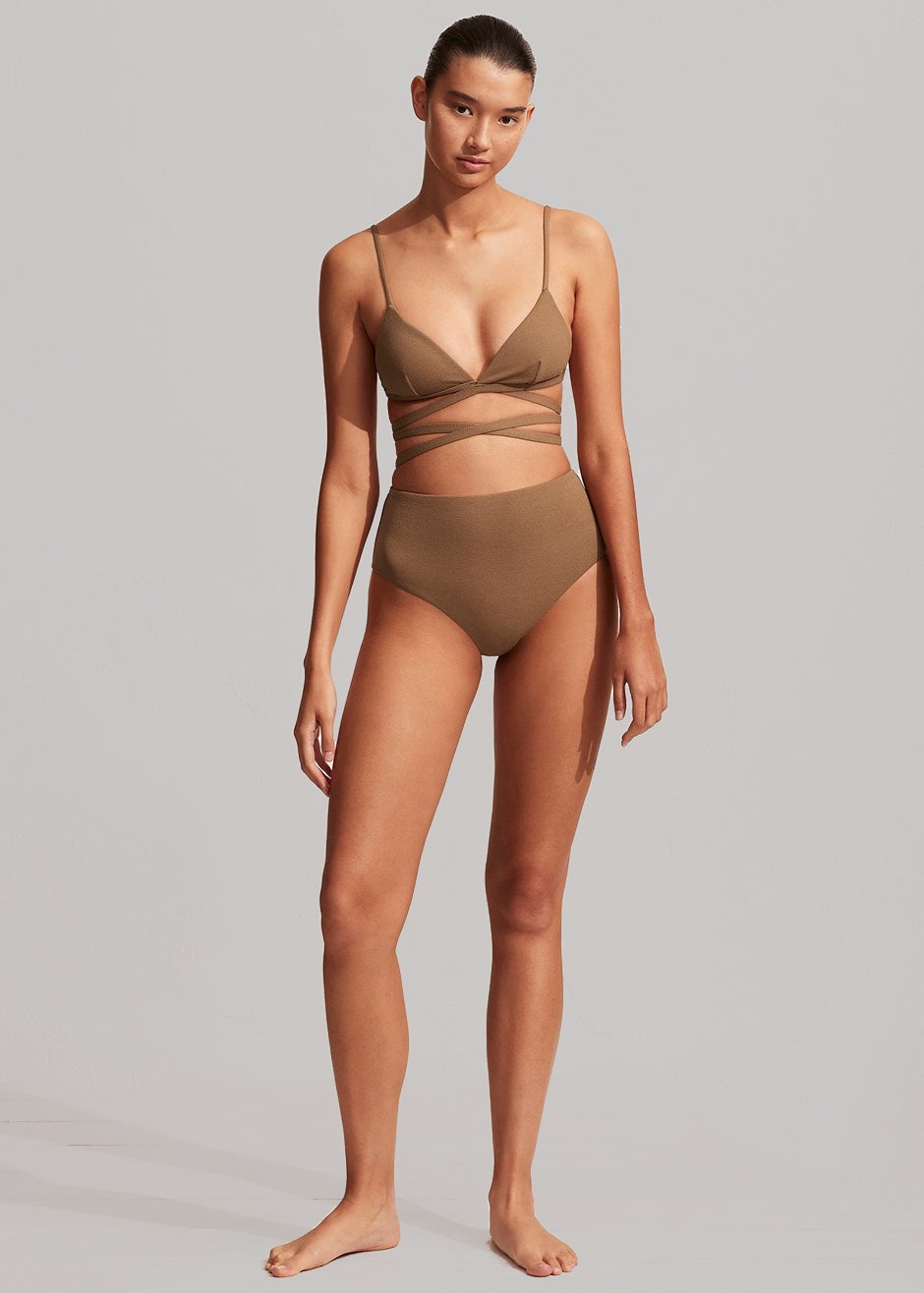 Matteau Wrap Triangle Bikini Top - Cinnamon Crinkle - 3