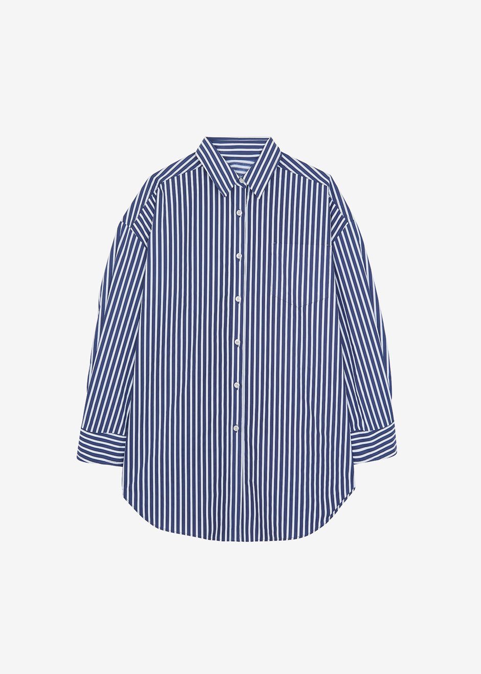 Melody Cotton Shirt - Navy Stripe - 6