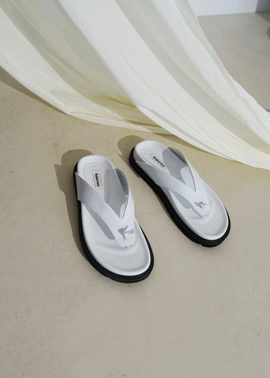 Reike Nen Leather Flip Flop Sandals - White