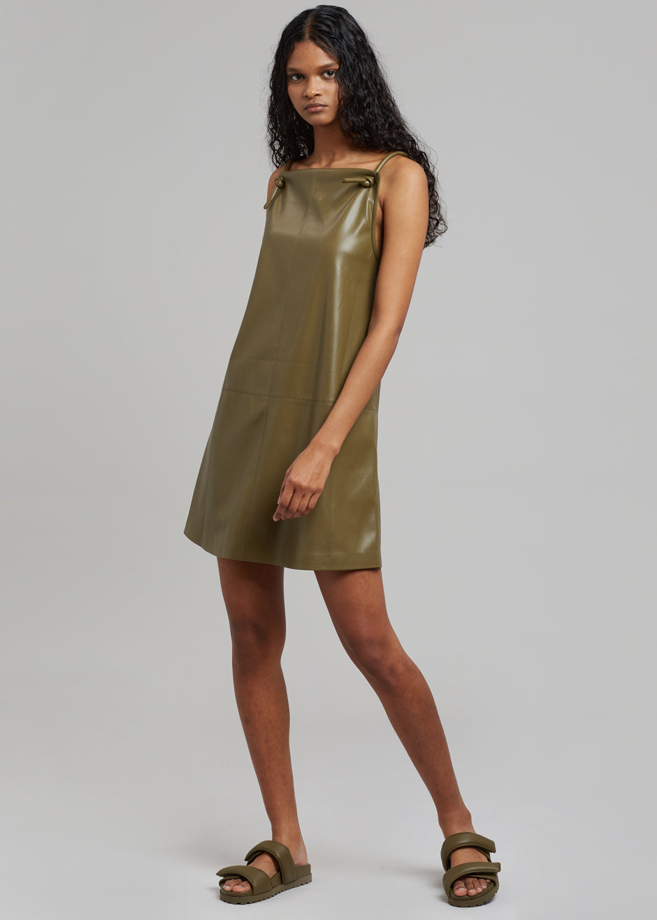 Nanushka Claire Vegan Leather Dress - Olive - 1